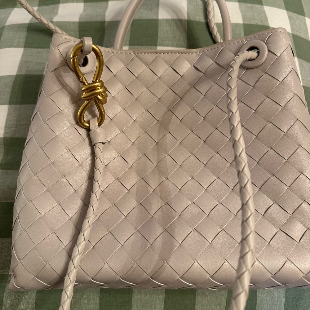White Woven Leather Bag